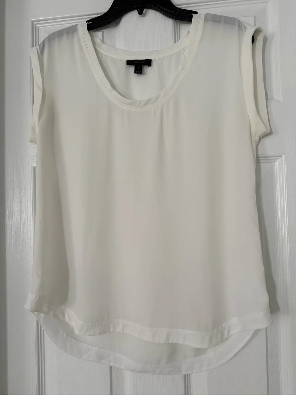 J. Crew Cream Layered Chiffon Cap-Sleeve Blouse